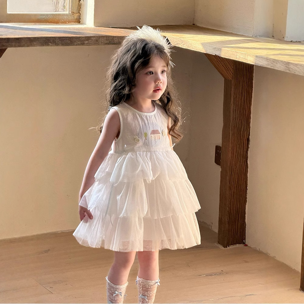 In-Stock Xq259465 Girls' Dress 2026 Summer Children's Sleeveless Tank Dress Baby Patchwork Princess Dress