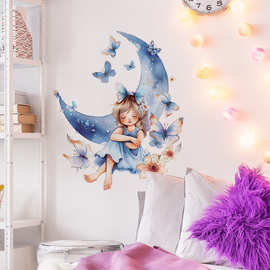 VA-E045卡通月亮公主蝴蝶儿童房间家居背景装饰美化墙贴自粘批发