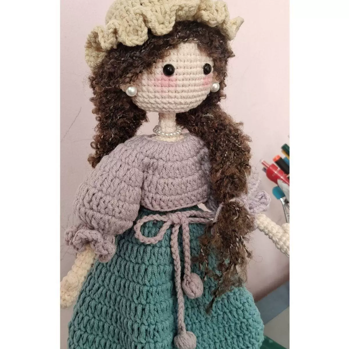 Новый ручной вязаный девушка милая кукла кукла принцессы ветер подарок подарок на день рождения