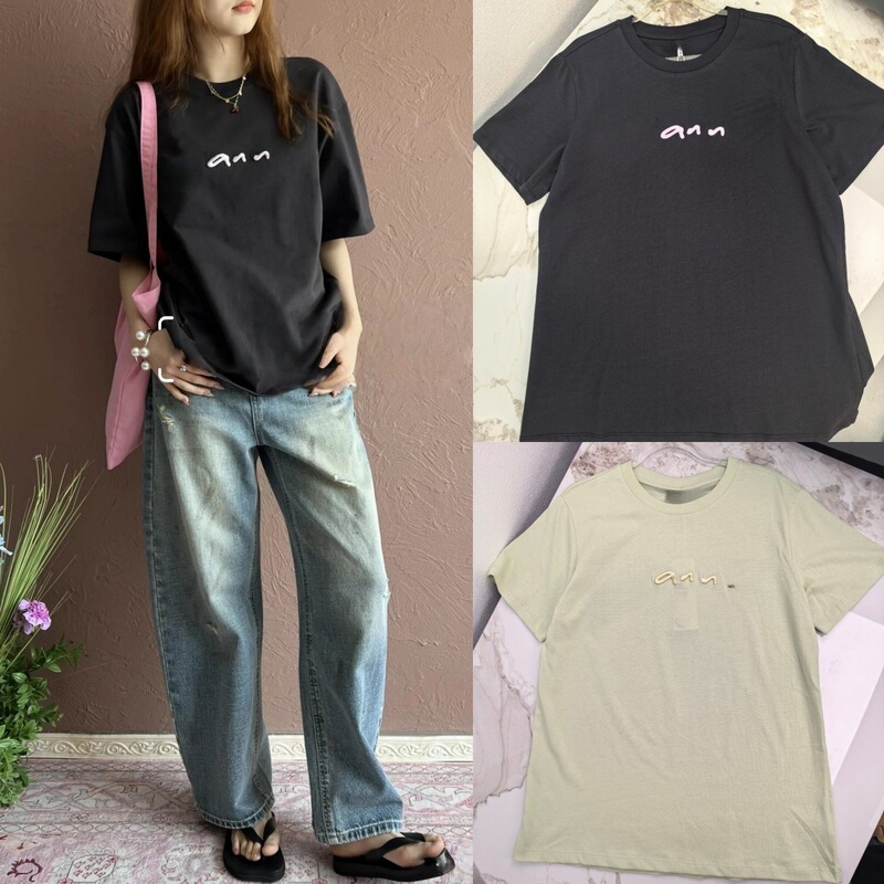 Three-Dimensional Embroidery 2026 Early Spring New Designer Letter Embroidery Round Neck Pure Cotton Short-Sleeved T-Shirt for Women
