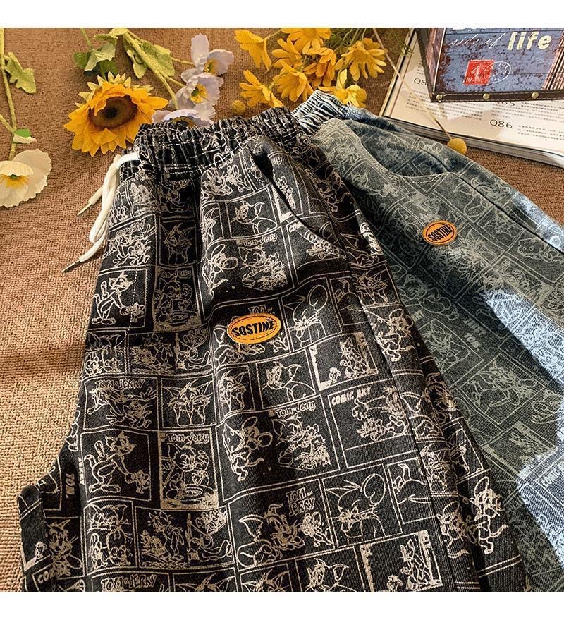Men's Summer Denim Shorts Trendy Casual High Street Style Thin Loose Fitting Five Point mid Length Pants_viptrois.com