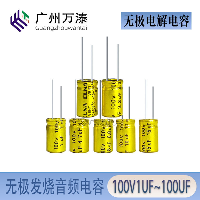 Vertical Electrodeless Np Audio Electrolytic Capacitor 100V10Uf 2.2Uf 3.3Uf 4.7Uf 6.8Uf 10Uf