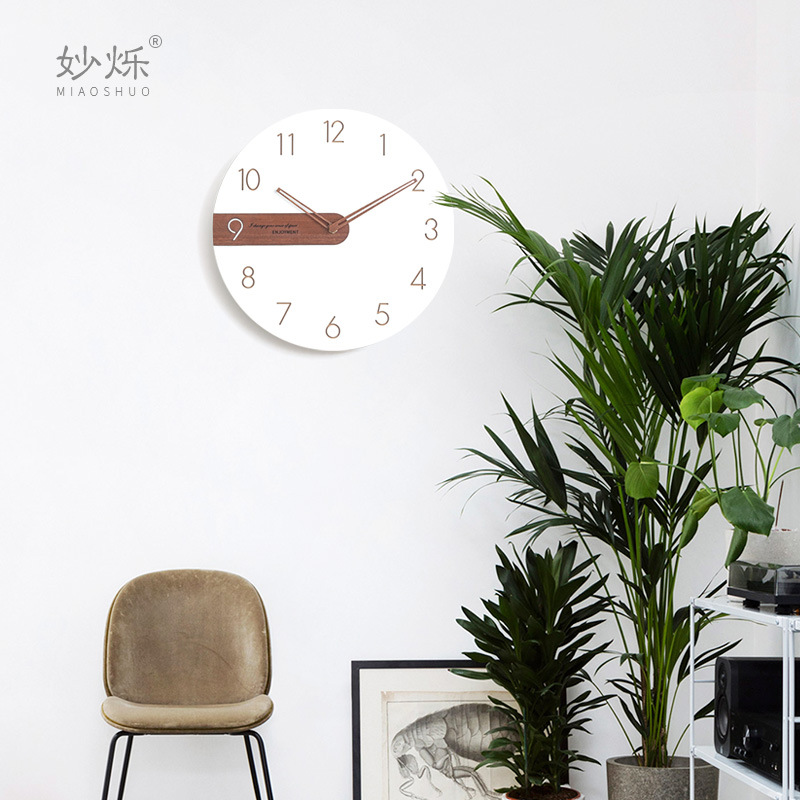 Reloj de pared de madera estilo nórdico - Diseño simple y atmosférico - Para sala de estar y dormitorio - Decoración trendy para Instagram
