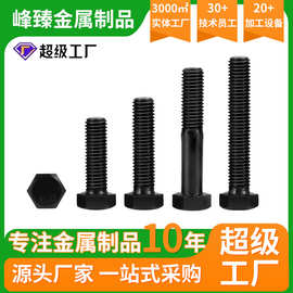 碳钢8.8级发黑全牙外六角螺栓高强度螺丝M6M8M10M12M14-M42