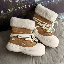 雪地靴男冬季新款真皮毛一体加厚绒保暖防滑御寒鞋子男士羊毛短靴