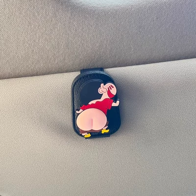 Car Glasses Clip/Bill Clip Glasses Holder Card Holder - crayon-shin-chan-butt-black-glasses-clip