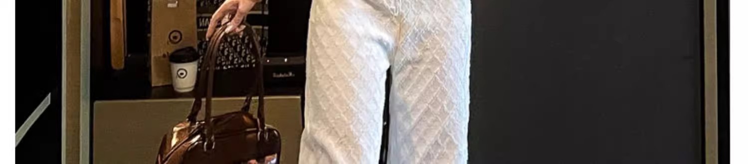 ​Women's White Wide Leg Jeans - High Waisted Stretch Denim Pants With Button & Zipper, Casual Flowy Trousers For Spring​_mkmklike.com