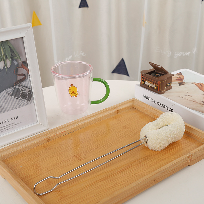 欧开厂家批发长柄过滤网杯刷厨房清洁刷锅刷杯日用品创意海绵杯刷