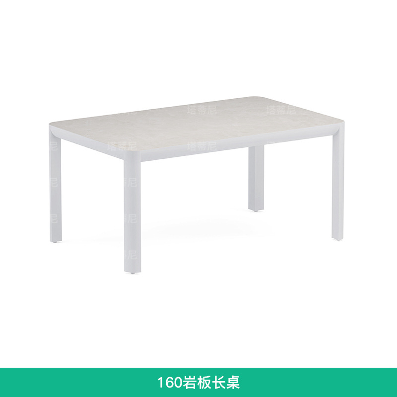 Mesas y sillas para exteriores, balcón con patio, protección solar y muebles de ratán impermeables para ocio, conjunto de mesa larga para terraza de jardín al aire libre image 9
