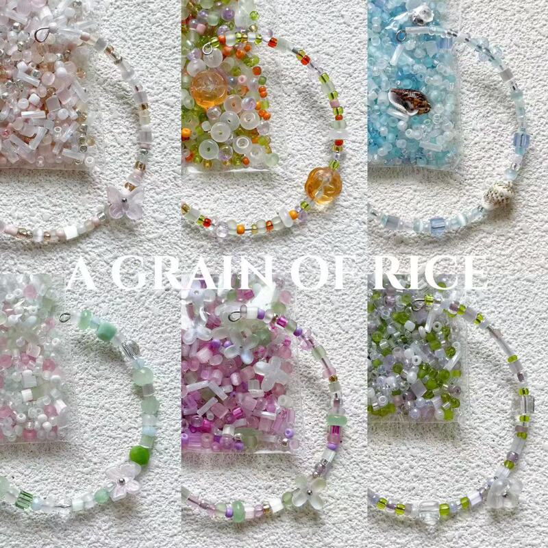 2025 spring and summer new rice beads color DIY handmade beaded bracelet mobile phone chain jewelry