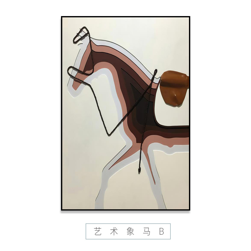 Brno luz de lujo hueco pintura pasillo pintura decorativa pared abstracta caballo sala de estar vertical de alta gama pintura real