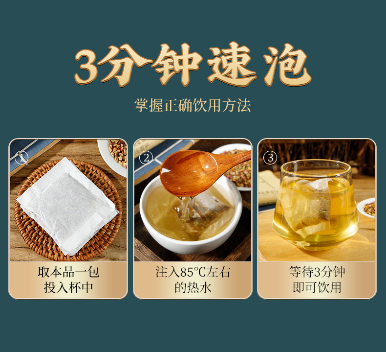 Cyclocarya Mulberry Leaf Chrysanthemum Tea Qing Ma Qing Qian Liu Tea 30 Teabags 150g Sugar Free Cold Brewed Herbal Tea preparation