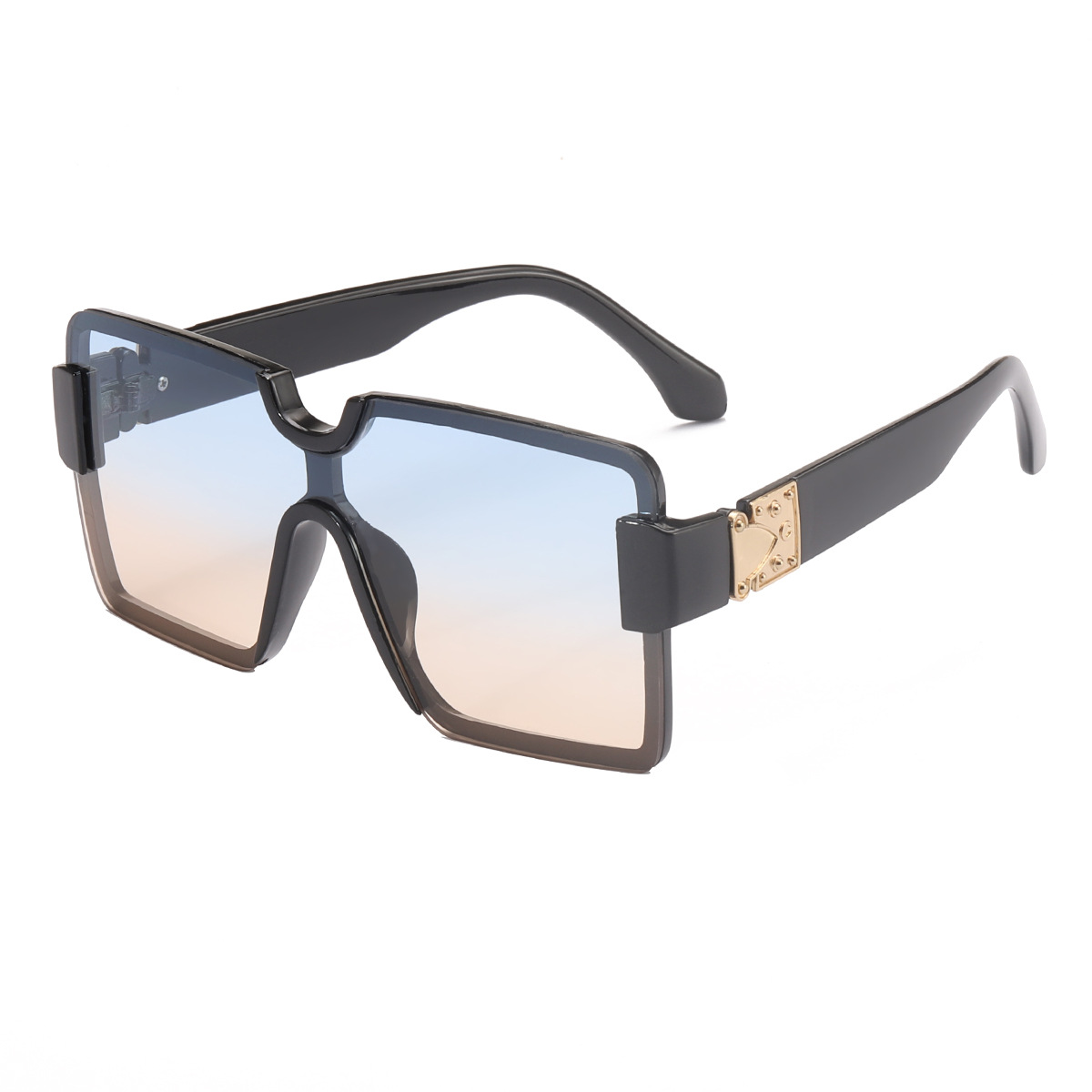 2022 nueva moda personalizada sin montura de una pieza gafas de sol cuadradas casual retro gafas de sol de tiro callejero 98060