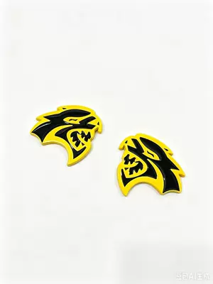 fender side emblem, 3D car — Car logo - standard-dodge-hellcat-left-and-right-pair-yellow-and-black
