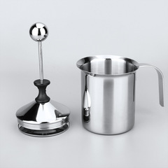 304 milk frother stainless steel manual blender 400/800ml non-magnetic thickened double layer frother filter