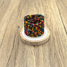 跨境爆款波西米亚多层彩色咖色圆木珠宽手镯女批发 wood bracelet