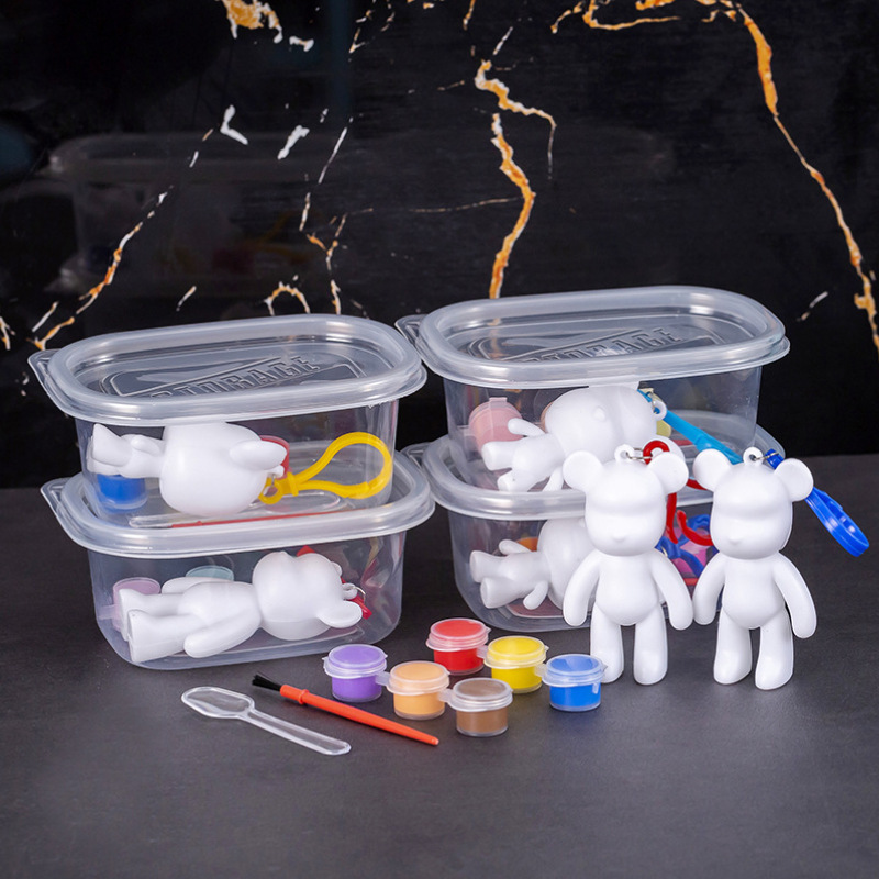 流体熊のキーホルダー卸売り白地児童diy落書き彩色材料バッグ創意手作り暴力熊玩具|undefined