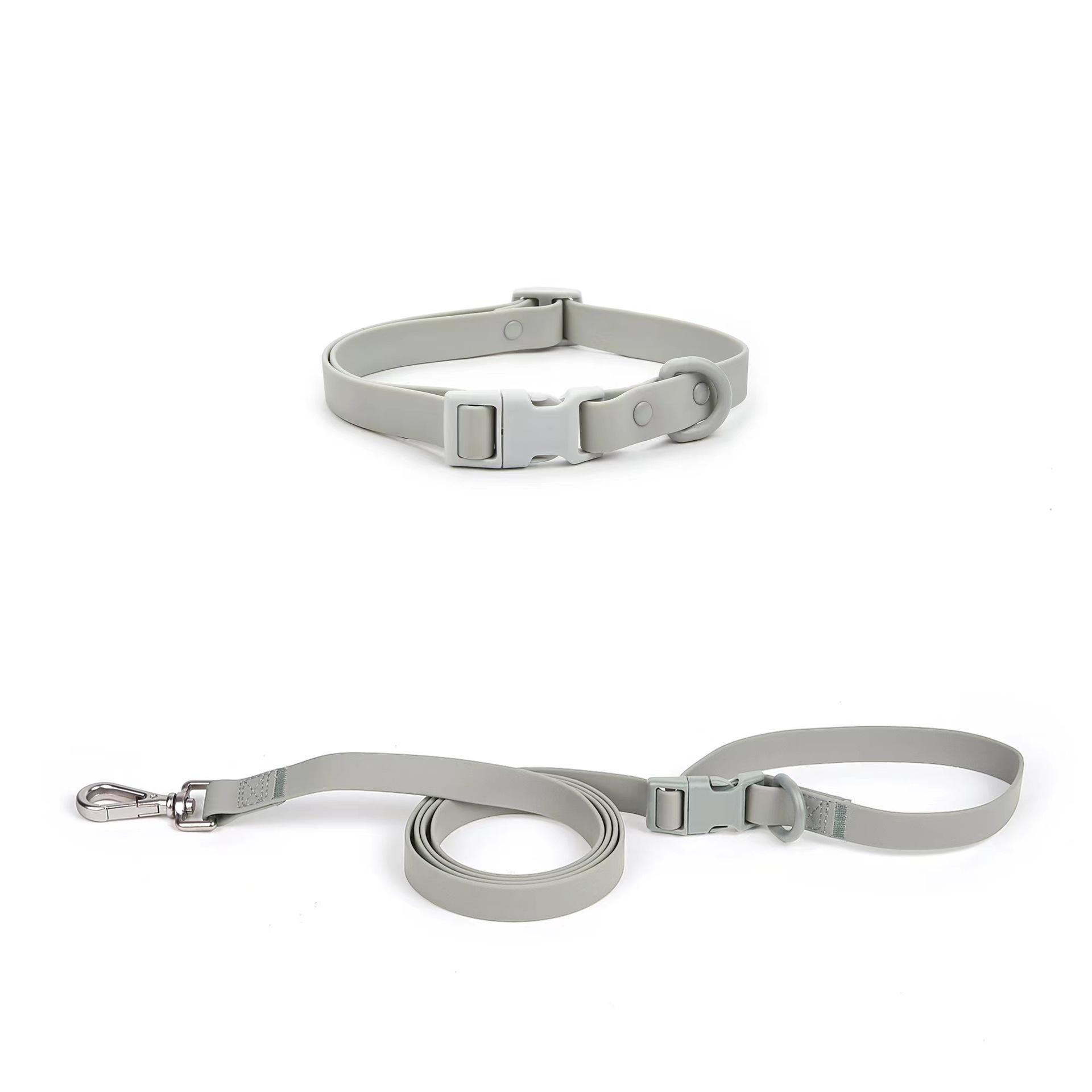 버클이 달린 회색 칼라 견인 세트