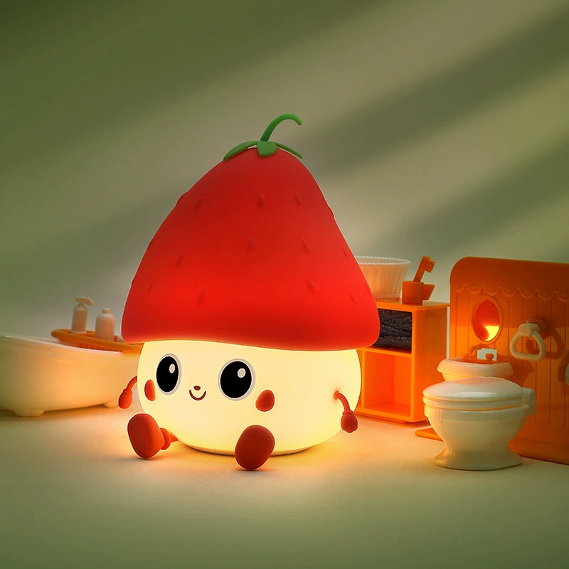 Amusing silicone smart night light, crib, lantern, strawberry, new collection