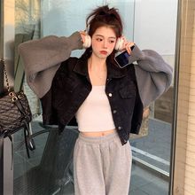 UNMUN针织拼接牛仔外套女春秋款美式复古高级感炸街酷甜短款夹克