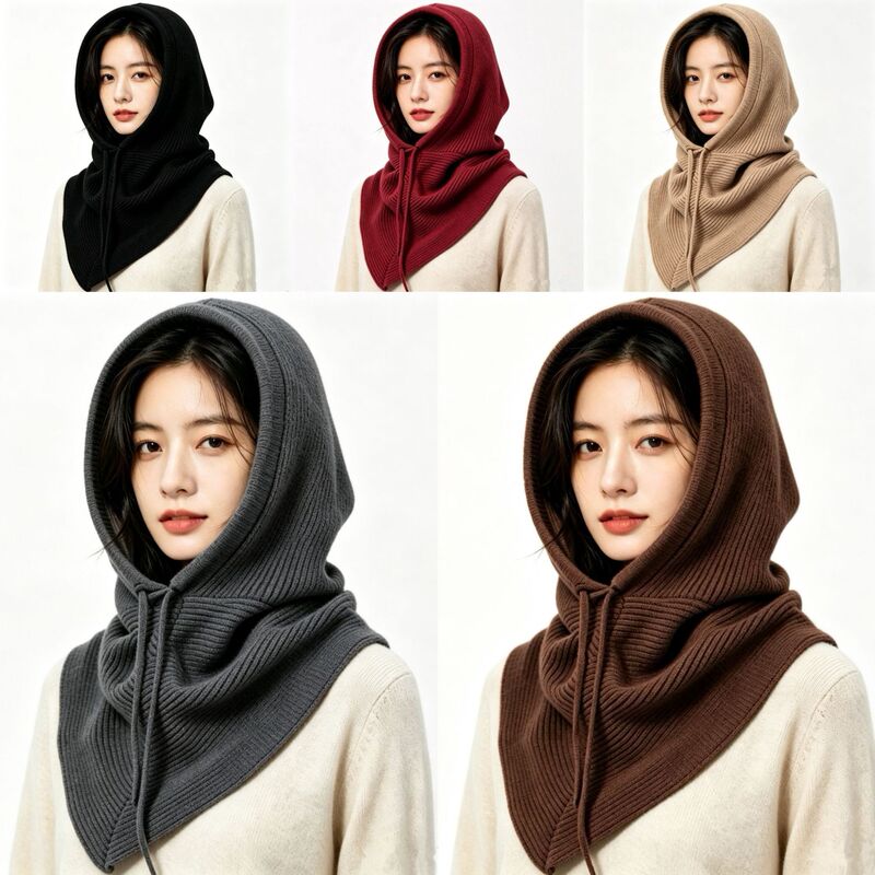 2023 Korean-style split-neck pullover hat, new wool blend balaclava, spring warm shawl with hood 2023 Korean-style split-neck pullover hat, new wool blend balaclava, spring warm shawl with hood