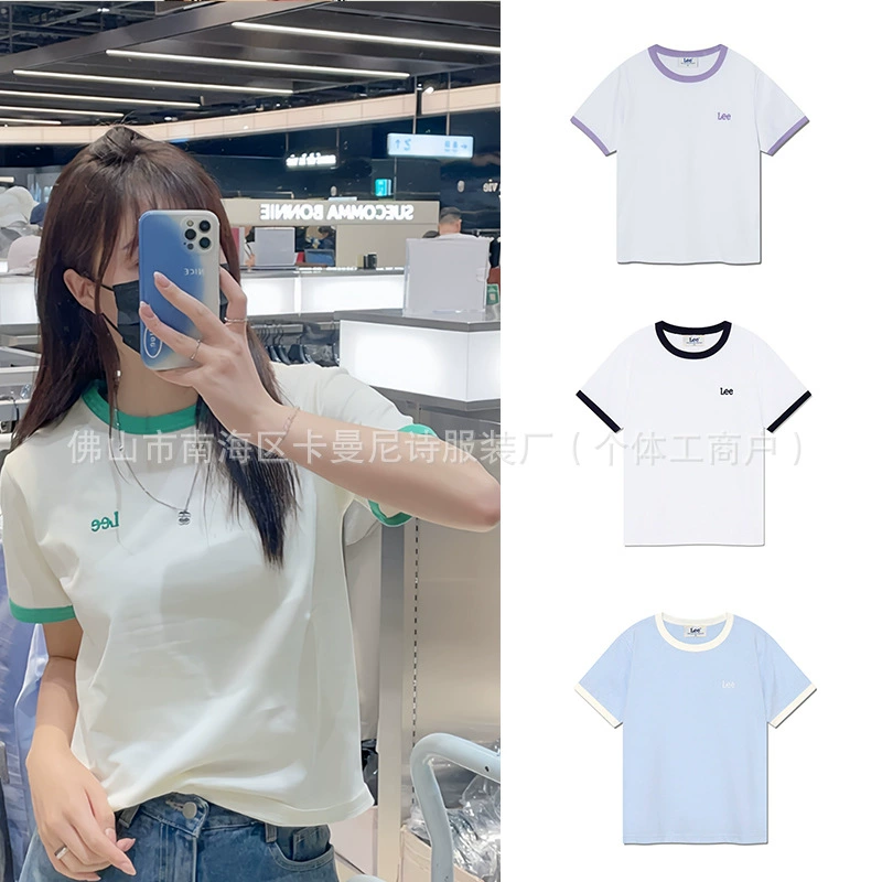 Корейский бренд прилив Ли с короткими рукавами классический маленький логотип с вышивкой