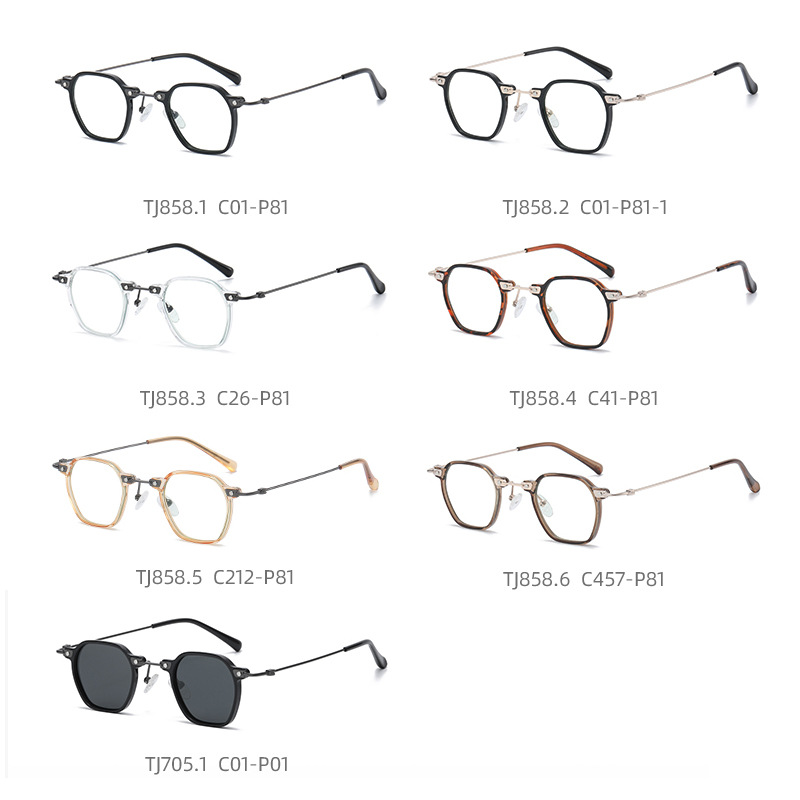 Comercio exterior nuevo anti-azul gafas de luz personalizada nicho miopía gafas marco TJ858 hombres y mujeres misma moda gafas lisas