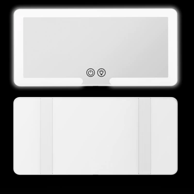 New Car Makeup Mirror Car Square Makeup Mirror C-Shaped High-Definition Mirror Sun Visor with Led Light Makeup Mirror (Sun visor rearview mirror) - white-led-car-cosmetic-mirror-c-type-luminous