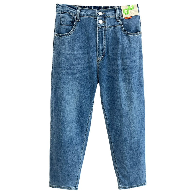 Summer elastic thin harem jeans, trousers, for plus size ladies
