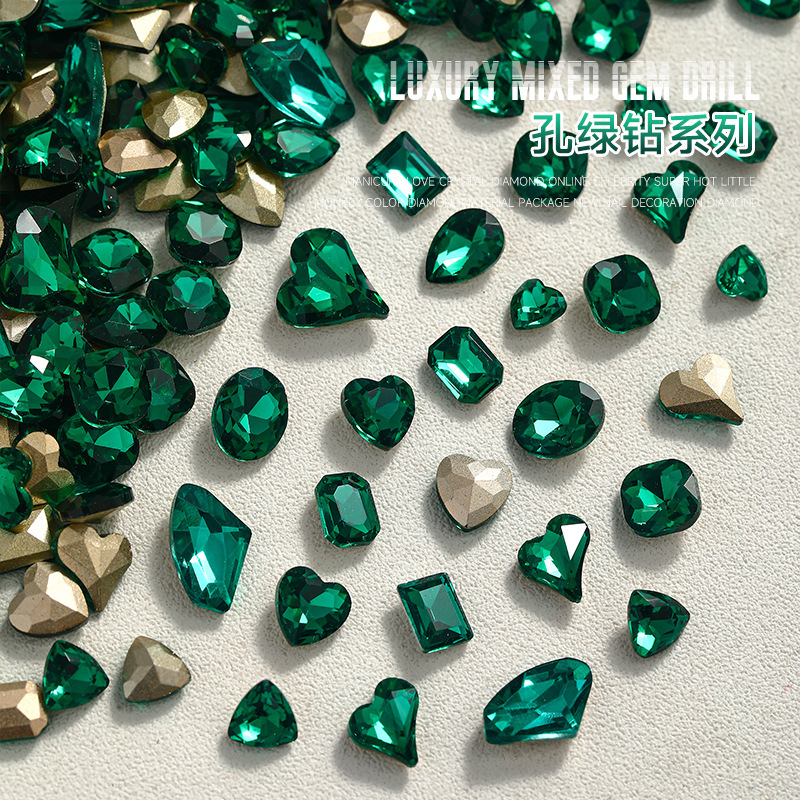 retro malachite green nail sequins for manicure