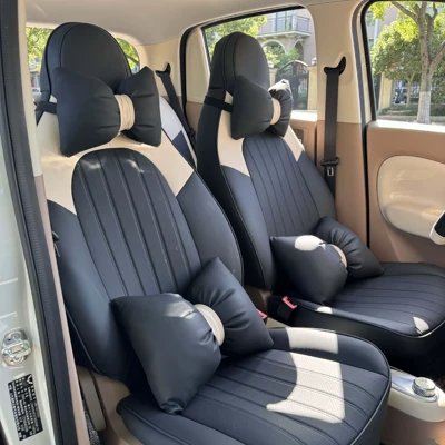 Seat Cover Four-Door Version Special Seat | Modelə uyğun (Original) oturacaq örtükləri - deluxe-edition-beige-black-four-door-version-wuling-mini-rear-all-inclusive