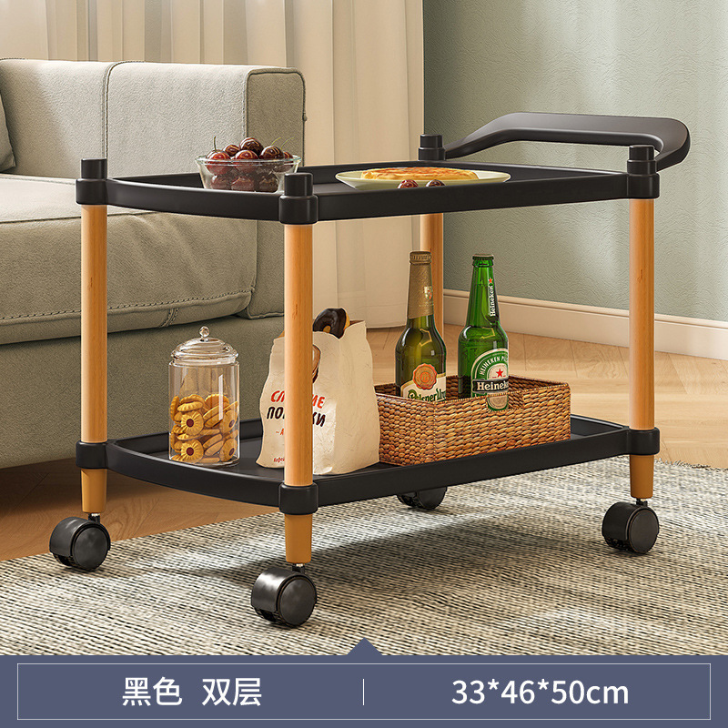 Estante de carro de cabecera de viento crema Estante de almacenamiento de bocadillos multicapa con ruedas para el hogar simple Estante de almacenamiento de teléfonos móviles