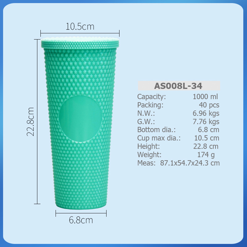 Taza de agua de paja de plástico de doble capa de color degradado transfronterizo AS/PS480/600ml con taza de regalo de café