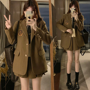 K4H Real Shot College Style Suit Autumn and Winter Jk Uniform British Style Autumn Outfit Matchinging a Whole Set for Women