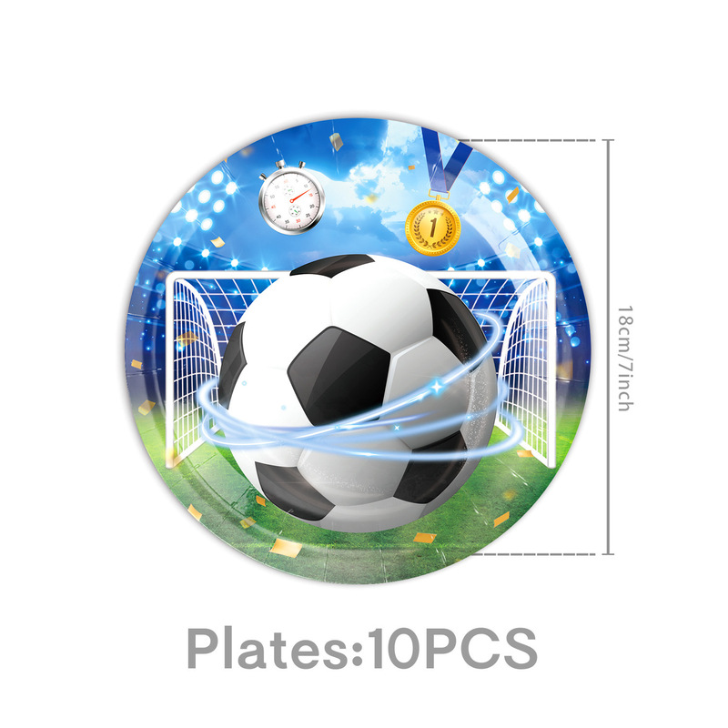 新しいブルーサッカーテーマワールドカップスポーツ競技食器使い捨て紙コップペーパータオルフラグテーブルクロス装飾|undefined