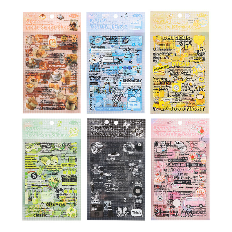 Carta de otoño transparente pegatinas impermeables para mascotas diy pegatinas de diario de contabilidad de mano pegatinas de objetos pequeños en inglés retro transfronterizos