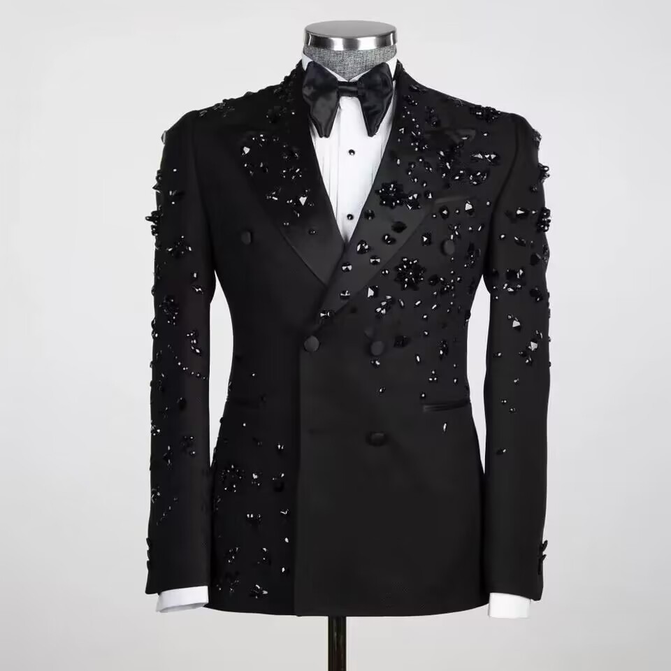 Europa y los Estados Unidos comercio exterior Amazon nuevo engordamiento para hombres de tamaño grande dos piezas con cuentas de clavos de negocios trajes de banquete