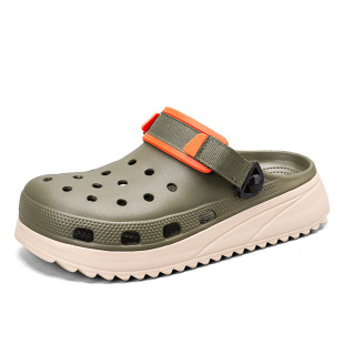 733 Men's Shoes Sandals Garden Shoes Thick-soled Hole Shoes Toe Sleeve EVA All-in-One Two-wear Shoes Half Slippers