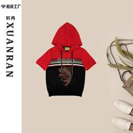 春夏系列锦鲤好运连帽短袖女设计感T恤气质小众上衣日常百搭女装