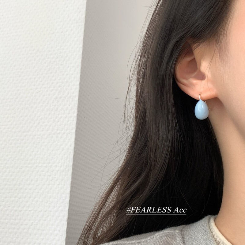 Morandi Blue Water Drop Earrings Korean Niche Design Stylish Stud Earrings for Women 2026 Hot-Selling Earrings Wholesale