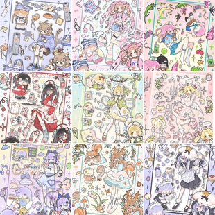 Roll circle | original character hand account sticker Korean cute girl hand account collage mobile phone peripheral sticker decoration