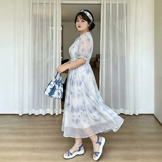 120-300斤加大码女装雪纺连衣裙2026夏季新款胖mm法式镂空公主裙