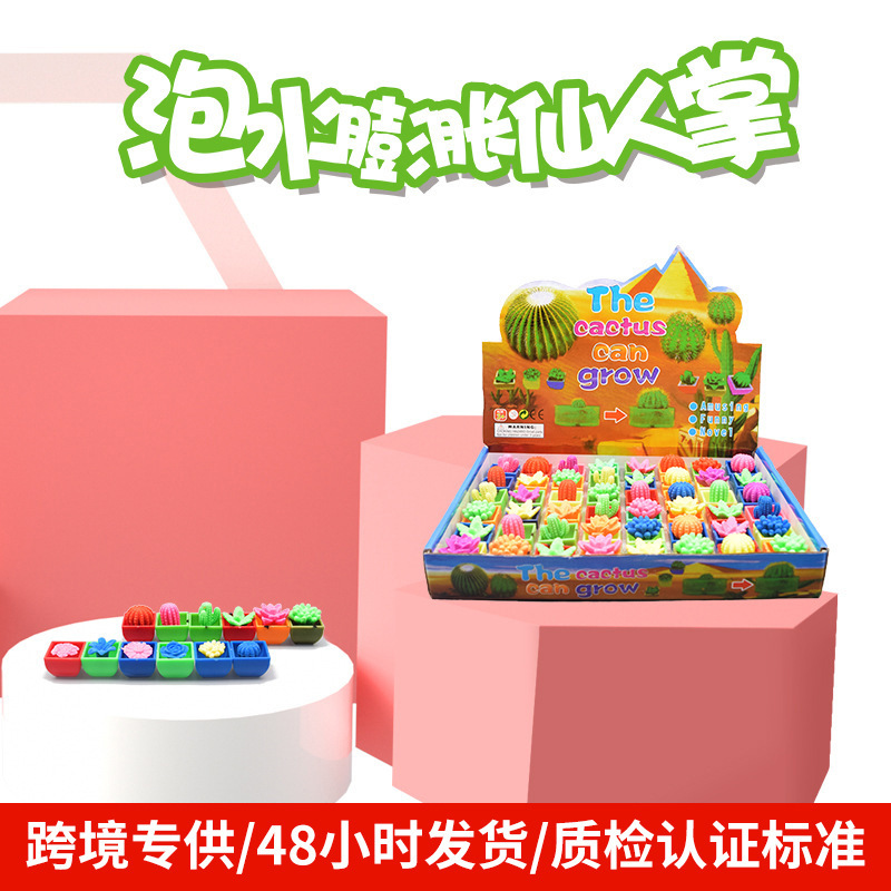 Cross-Border Children's Expanding Cactus Soaking in Water Simulated Plant Potted Plant Kindergarten Early Education Toys Boys and Girls Gifts