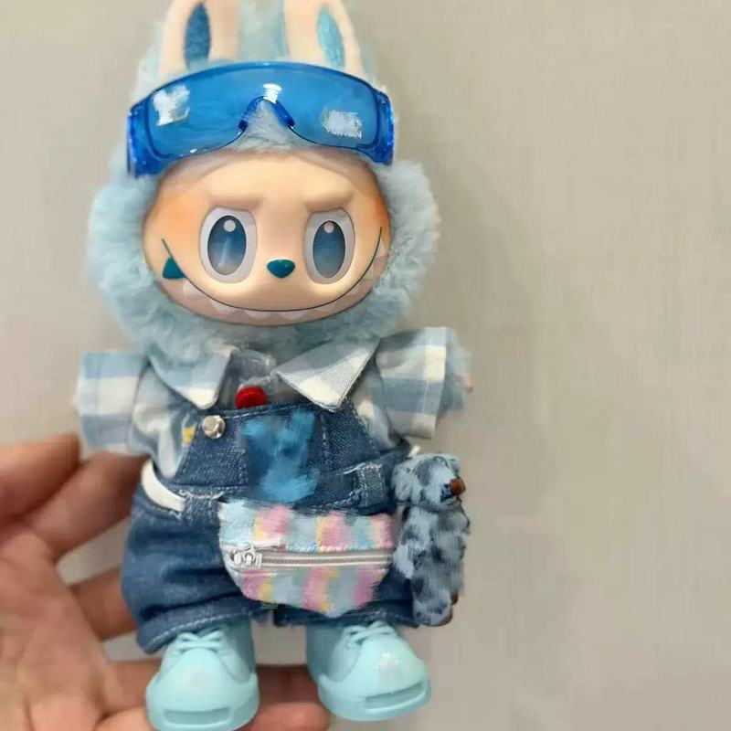 仅衣服粉色麻花辫17厘米娃衣适配labubu衣服马卡龙坐坐派替换装潮|undefined