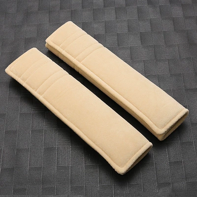 Seat belt shoulder pad Car Seat Belt Plush Shoulder Protector - beige-paired