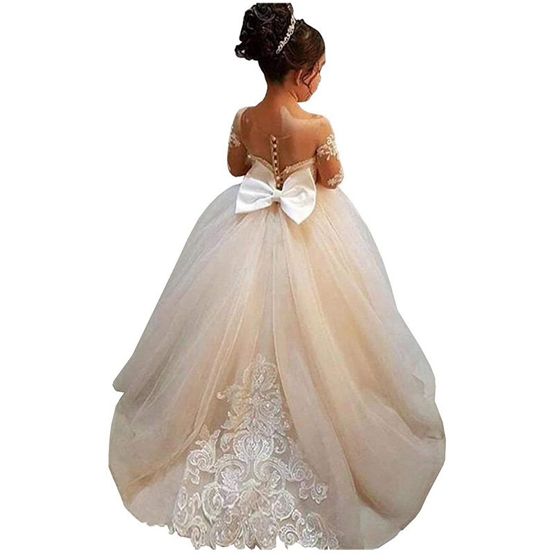 Transfronterizo amazónica vestidos de malla de niñas vestidos de princesa vestidos de fiesta de niños vestidos de boda de flores vestidos de cumpleaños