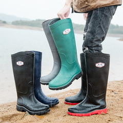 Cross-border new fashion men's thick-soled high-top rain boots with waterproof, anti-slip and extended shaft, suitable for construction sites.