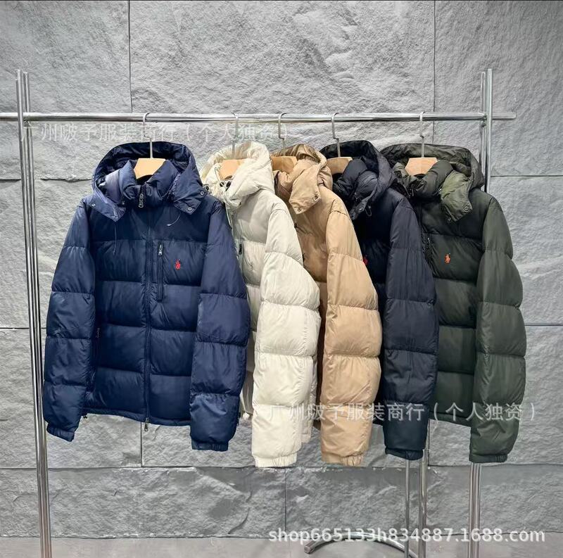 Cross-Border Winter New American-Style Embroidered Hooded down Jacket, Thickened for Cold Protection and Warmth, Unisex Casual Style