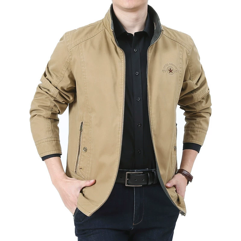 JEEP SPIRIT, Весенняя мужская деловая Повседневная модная Двусторонняя одежда с воротником-стойкой, Двусторонняя куртка, топ 038