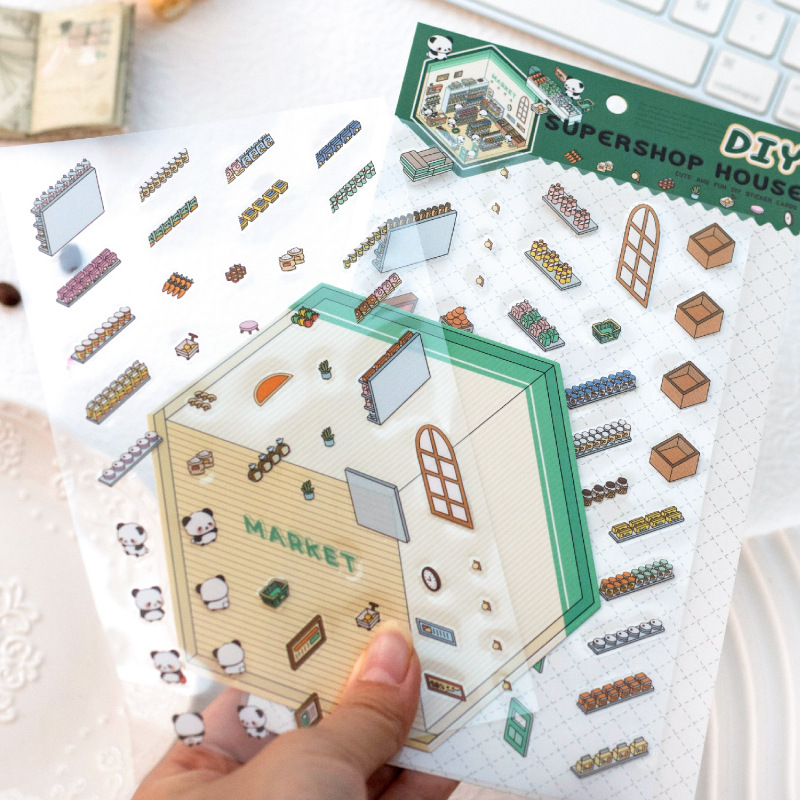 Crepúsculo PET pegatinas paisajísticas estereoscópicas serie de casa tridimensional creativa escena divertida diy paquete de pegatinas collage